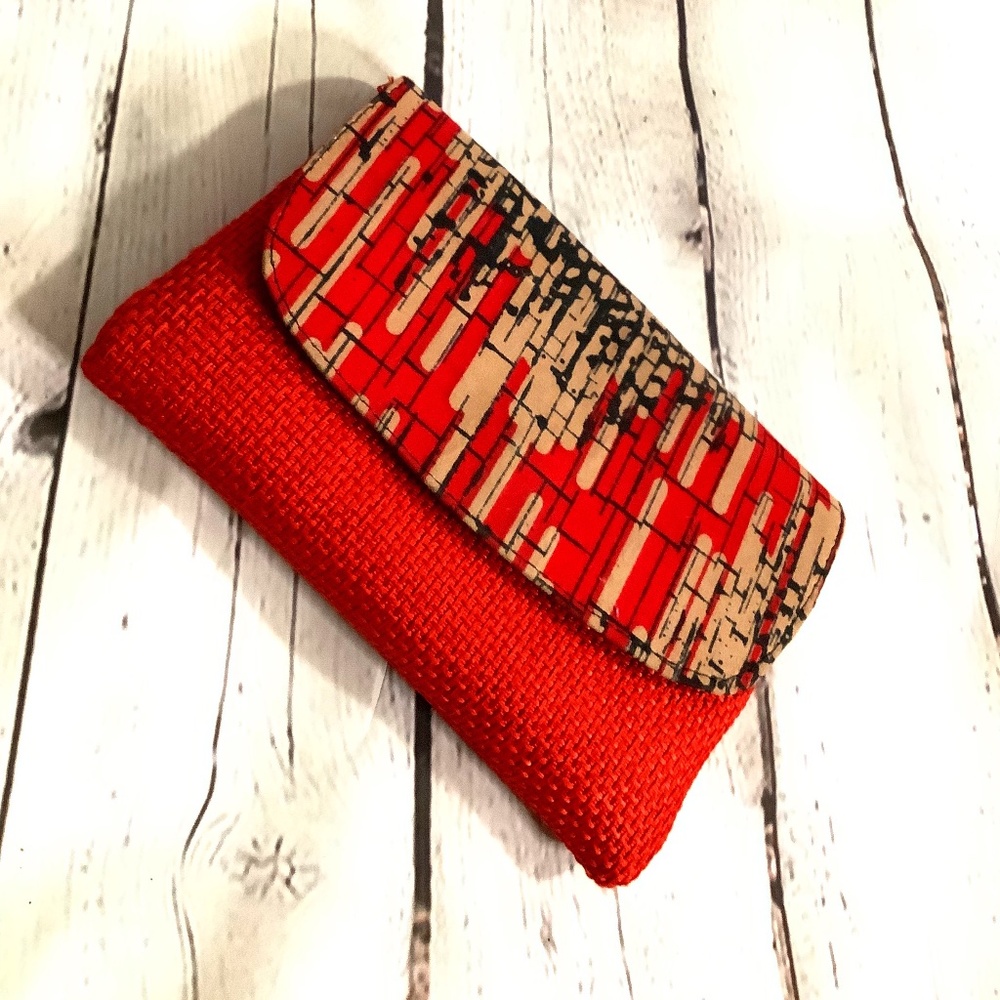 Red Clutch Purse Ankara print